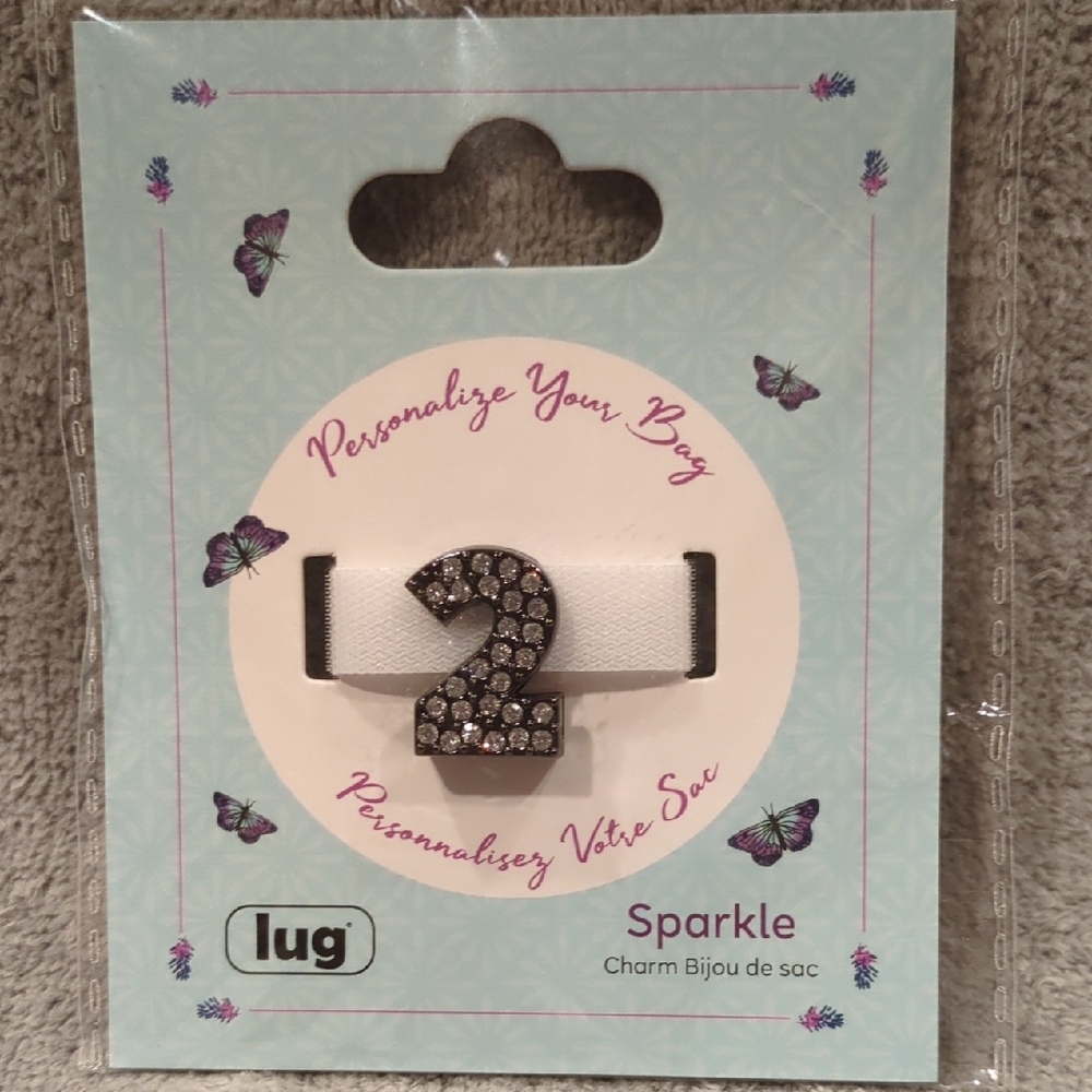 Lug Sparkle Bag Charm "2" - NWT